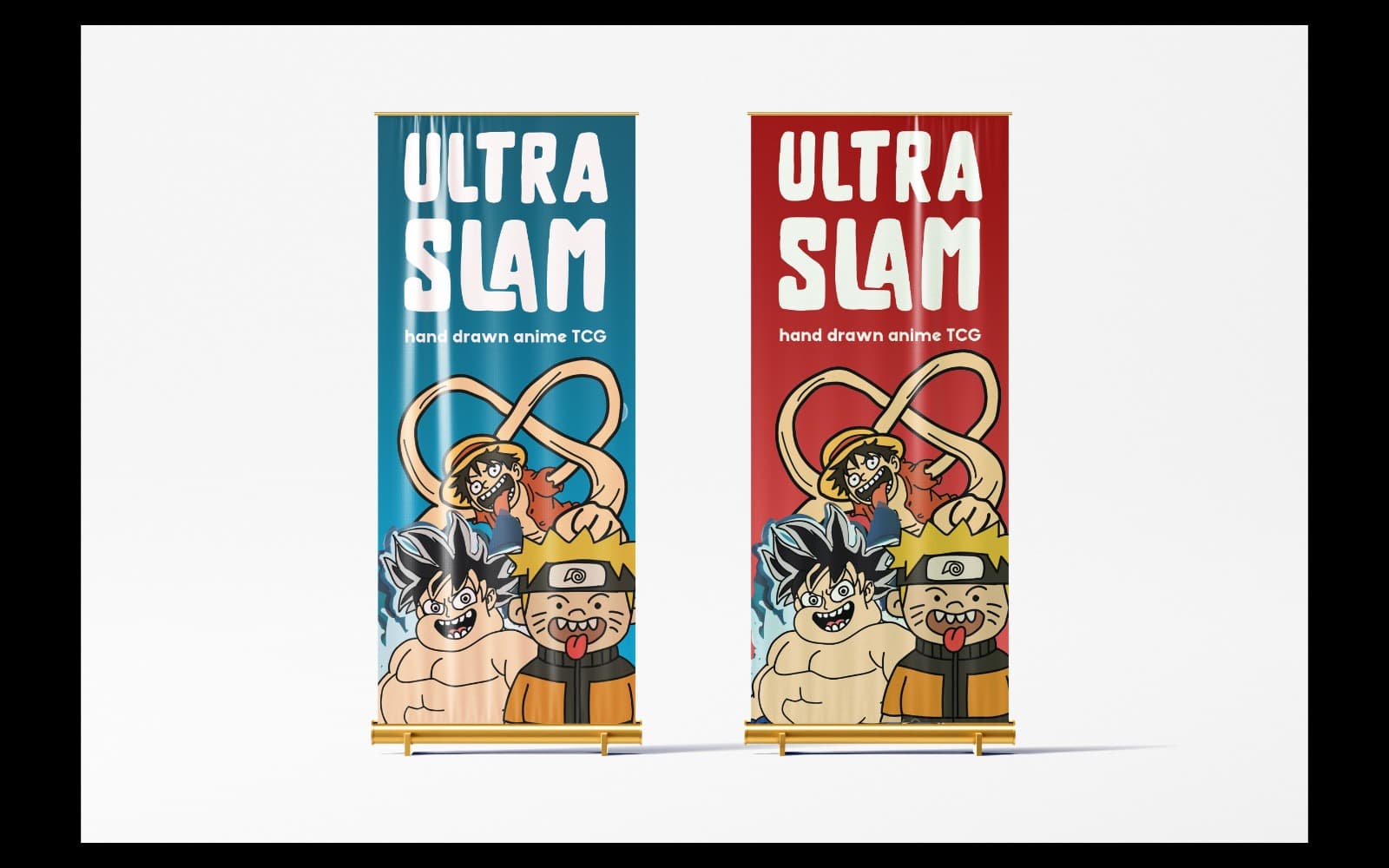 UltraSlam pull-up banners — blue and red editions